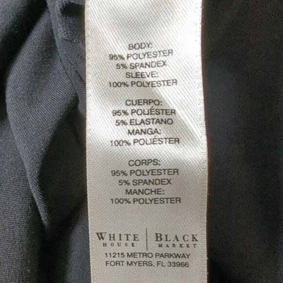 White House Black Market Women's‎ Black Midi Dress Gold Studs Sheer Long Sleeves - Picture 8 of 9